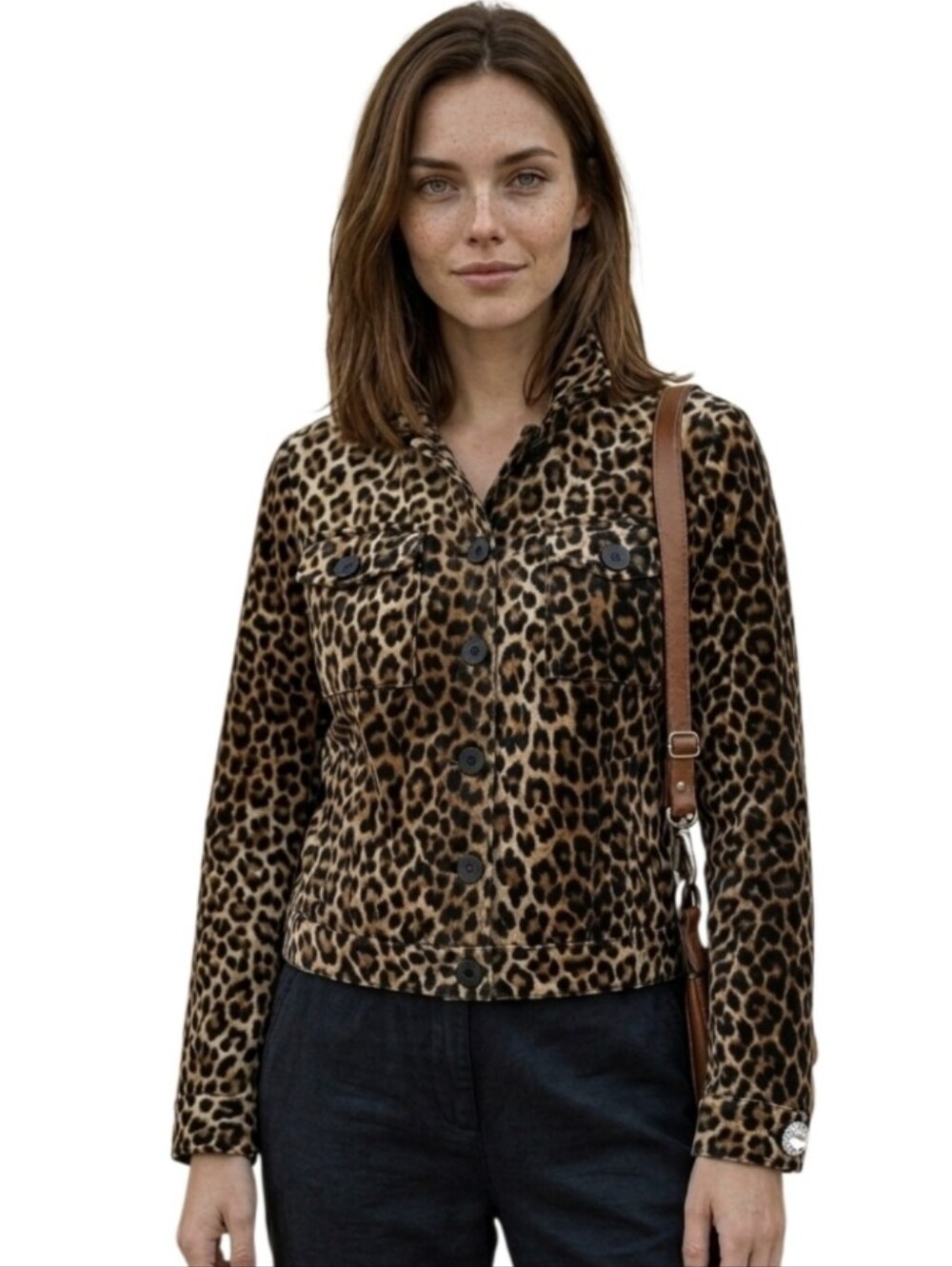 VTG Y2K Blick by Takako Sakon Leopard Cropped Jacket Womens Large